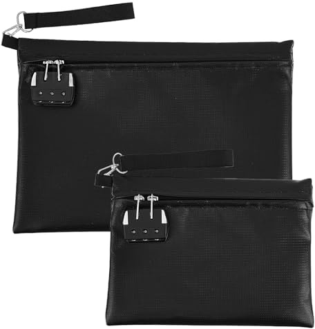 2 Stück Feuerfeste Dokumententasche 35.5x25cm 26x19.5cm Feuerfeste Geldtasche mit Schloss, Bis 1200℃ Tresor Feuerfest Wasserdicht Geldscheine Aufbewahrung für Passport Dokumente Rechnungen Bargeld