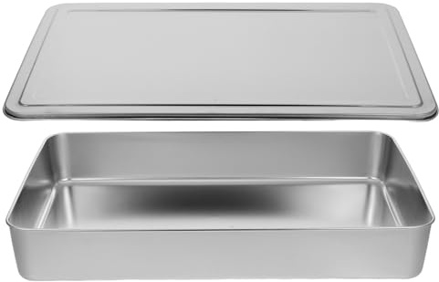 LALADEFIEE Rechteckige Kuchenform Eckig mit Deckel aus Edelstahl Luftdichter Aufbewahrung und Platzsparend Stapelbar zum Backen von Lasagne und Brownies