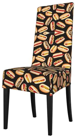 Dexnel Fun Food Hot Dogs Esszimmerstuhlhussen, Küchenbezug, Schonbezug, Schonbezug für Zimmer, Stretch-Stühle, 1 Stück