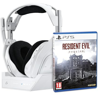 Logitech G Astro A50 X LIGHTSPEED Wireless Gaming Headset & Base | PRO-G GRAPHENE, PLAYSYNC, Bluetooth, HDMI 2.1 Passthru + Resident Evil Requiem for PlayStation 5 - White