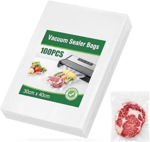 Sacchetti Sottovuoto Alimentari 100 Buste 30x40 cm – Senza BPA, Goffrati, Compatibili Tutte Macchine Sottovuoto, Ideali per Conservazione e Cottura Sottovuoto