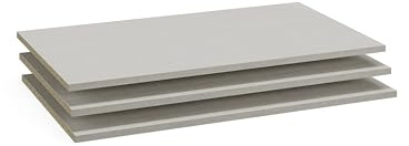 Rauch Möbel ZUBEHÖR, Einlegeböden, 3er-Set, für Schwebetürenschränke von Rauch mit Einer Elementbreite von 90 cm und Einer Schranktiefe von 62 cm, Farbe Texline Leinenoptik, Maße 88x1,6x48cm