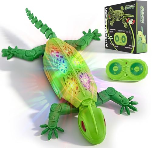 VeftBltrem Gecko Wandflitzer, Wandflitzer Gecko Spielzeug, 360° Rotation Ferngesteuerter Eidechse Wand Klettern mit Leuchtenden Led-Augen, Geburtstags Kinder Ab 3 Jahren