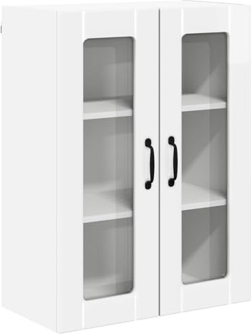 SDWEHBJ Küchenschrank Hochglanz Weiß, Wandschrank mit Glastüren, 60 x 31 x 80 cm, Holzwerkstoff, Hängeschrank für Küche