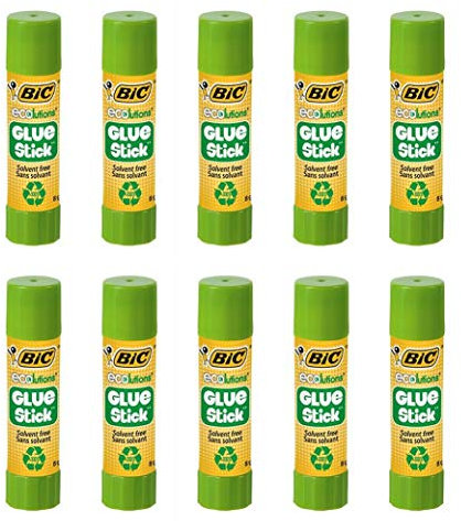 BIC Lot de 10 Bâtons de colle STICK ECOLUTION Glue 8g