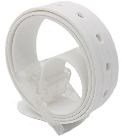 XINMELISHANG Unisex Adjustable Rubber Belt - Casual Plastic Silicone Belt with Plastic Buckle, White, 115x3.5cm (45.3x1.4 inch)