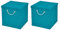 StickandShine 2er Set Türkis Faltbox 30 x 30 x 30 cm Aufbewahrungsbox faltbar mit Kordel und mit Deckel