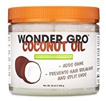 Coconut Oil Hair Grease Styling Conditioner, 12 fl oz - adds Shine - Prevents Breakage & Split Ends by Wonder Gro