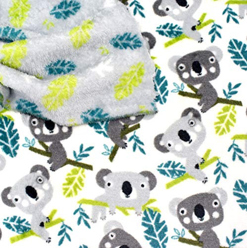 MAGAM-Stoffe Simon Eukalyptus Koala Wellness Fleece Stoff Meterware 50cm