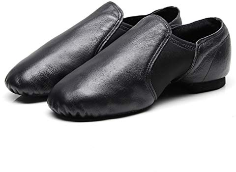 Leder Jazzschuhe Schwarze Tanzschuhe mit Geteilte Sohle für Damen Herren EU 39