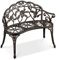 Yaheetech Garden Bench Outdoor Loveseat Metal Bench Outdoor Patio Furniture Seat with Rose Design, for Porch/Lawn/Yard, Bronze