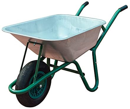Neo Wheelbarrow Home Garden Cart Galvanised with Pneumatic Tyre (85L) Silver