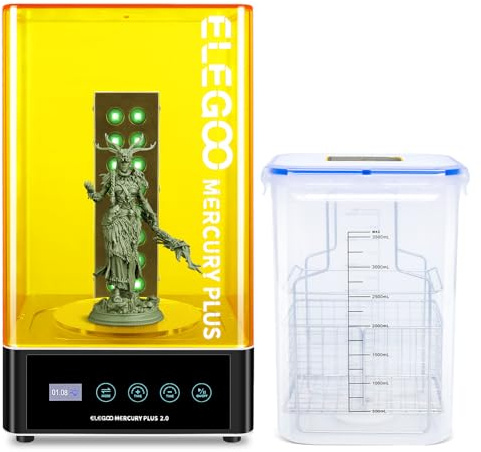ELEGOO Mercury Plus 2.0 Wash & Cure Machine Avec Seau de Lavage et Récipient, 2 en 1 Station de Lavage et de Durcissement Pour LCD/DLP/SLA Mars Photon S Photon Mono Modèles Imprimés 3D