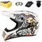 Ruiqieor Motorradhelm Motocross Helm Kinder Cross Helms Motorbike ATV MTB Freien Sport Motorcycle Helmet Set mit Handschuhen Brille,White Yellow,S:52-56cm