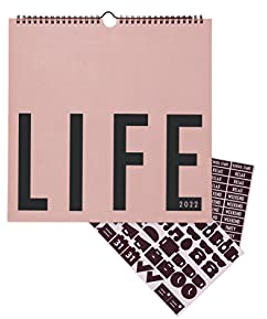 Design Letters Wandkalender 2022 Nude - Modischer Wand- oder Schreibtischkalender, FSC Papier, 12 Seiten, 300 Text- und Symbolaufkleber sind enthalten, Überblick über die Pläne für die ganze Familie, 5710498186661