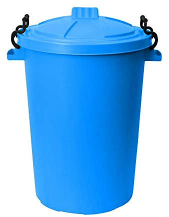 JMS we create smile 50L 50 Litre Heavy Duty Plastic Clip Lock Lid Bin - Single Bin - for Indoor or Outdoor Use for Collection of Rubbish, Waste or Storage of Animal Food (Sky Blue)
