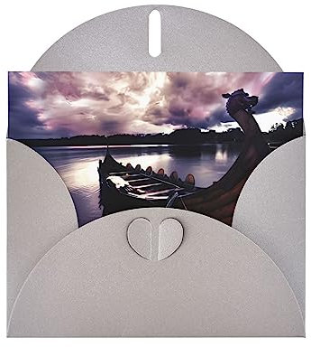 Graue Wikinger Boot hochwertige Perle Papier Grußkarte =>> 10,2 x 15,2 cm, für Geburtstagskarte, Party-Einladungskarte