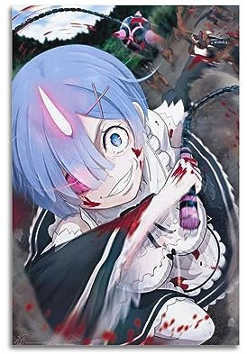 VZRSQZK Rem Animationsposter des Lebens in einer anderen Welt von Null, dekoratives Gemälde, Leinwand-Wandposter und Kunstdruck, modernes Familienschlafzimmer-Dekor-Poster, 40 x 60 cm