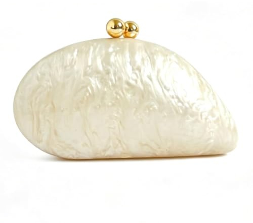 CUXVA Acrylic Shell Shaped Bag Luxury Marble Clutch Evening Purses for Women Glitter Handbag for Wedding Cocktail Party Prom