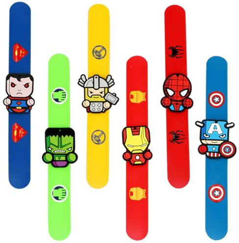 wopin 6 Pack bunte Held Slap Bands Held weiches Silikon Clap Bands Kinder Armbänder Snap Armbänder Slap Bands Kinderspielzeug Party Favors Geburtstag Geschenke.
