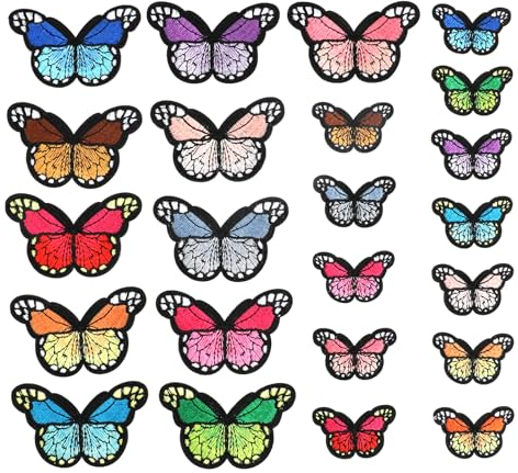 23PCS Iron on Butterfly Patches, Butterfly Iron on Patch, Embroidery Butterfly Iron On Sew On Patch, Repair Patches for Adults and Children for Jeans, Jackets, School Bags, DIY Arts Crafts