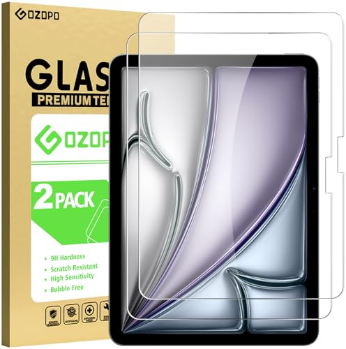 GOZOPO [2 Stück Panzer Schutz Glas für iPad Air 11 Zoll M2 (2024), 9H HD Kratzfest Gehärtetem Schutzfolie für iPad Air 11'' M2 2024