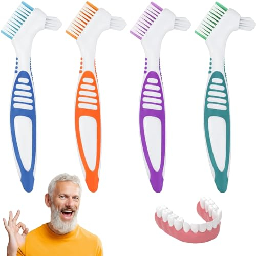 Cepillo Limpiador para Ortodoncia,4pcs Cepillo Dientes Para Dentaduras,Limpieza Dentadura Postiza,Cepillos Limpieza Prótesis Portátiles,Cepillos Limpieza Dentaduras,para Cuidado Dentaduras