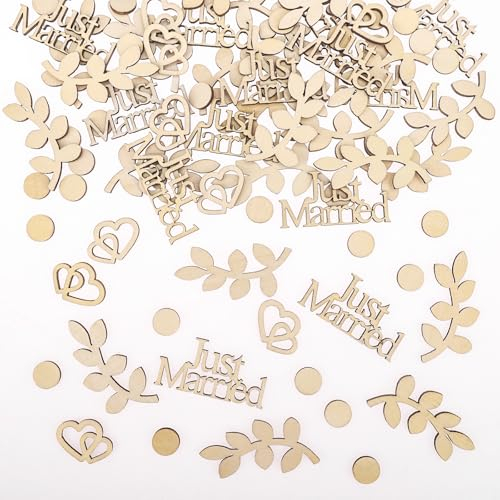 GoldRock Just Married Deko Hochzeit Tischdeko Herzen Deko Konfetti Groß,100 Stück Tischdeko Hochzeit, Streudeko Hochzeit 1,5cm-6,3cm,Herz Hochzeit Deko,Hochzeitsdekoration Tisch,Hochzeitsdeko Vintage