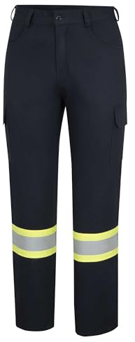 Oberon FR Arc Rated Hi Vis Safety Cargo Pants For Men - Flame Resistant & Reflective - 10 Cal - 6 Pockets - Navy