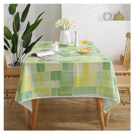 AMDXD Tovaglia 90 x 90 cm, stile retrò, motivo a griglia, biancheria da tavolo, in poliestere, per esterni, per decorazione della casa, cucina, diverse misure, stile 3