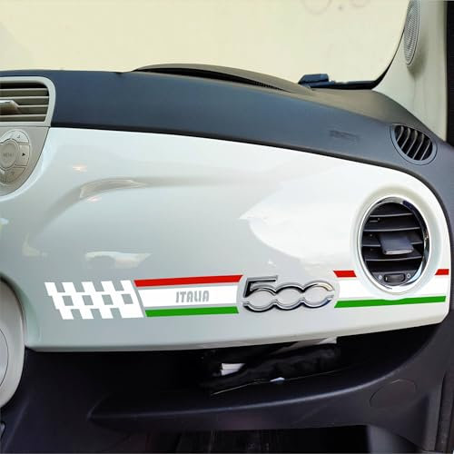 Pimastickerslab Kit Adesivi Stripes Strisce Adesive per Cruscotto compatibile con Fiat 500 Cinquecento Striscia Stickers Adesivo Auto Decal Tuning Tricolore Italia 2443 (TRICOLORE ITALIA)