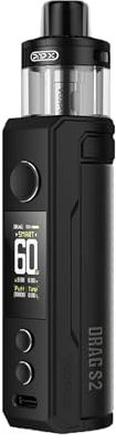 DRAG S2 - VOOPOO Drag S 2 Kit 60W Vape 2500mAh Akku 5ml PNP-X Pod (PNP X 0,2Ω + PNP X 0,3Ω Spule) DTL E-Zigaretten-Verdampfer - Ohne Nikotin (Spray Black)
