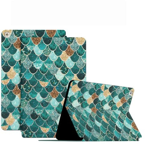 DayQiQiPu Funda para Apple iPad 6.ª/5.ª Gen/Air 2/Air 1(9,7 Pulgadas, Modelo 2018-2013) Cuadros de Colores Patrón PU cuer, Carcasa Tableta Flip de Soporte ultradelgada con Auto Reposo/Activación,04