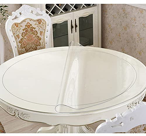 Runde transparente PVC-Tischdecke mit rutschfester Unterlage, langlebig, waschbar und fleckenabweisend, für Gärten und Partys, 1 mm dick, 150 cm