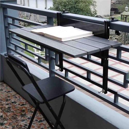 Mesa abatible montada en la pared de 80 * 35 cm, mesa plegable con barandilla for balcón al aire libre, mesa colgante multifuncional elevable, alféizar de ventana, terraza, barandilla, mesa auxiliar M