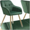 tectake® Samt Stuhl, Esszimmerstuhl mit Stepp Samtstoff, Küchenstühle modern, gemütlicher Sessel Wohnzimmer, Armlehnstuhl Esszimmer, Dining Lounge, Schminktisch Stuhl - dunkelgrün/Gold