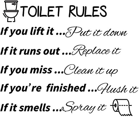 Panneau de règles de WC avec citations murales Slogan Rappel chaleureux Maison Règles de salle de bain Autocollant décoratif Armoire à eau Poster humoristique