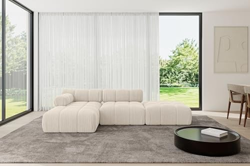 ALTDECOR Modulares Sofa Ecksofa in L-Form Corner modular Sofa Eckcouch Couch Wohnlandschaft Cauchsofa Polstersofa Lizur-L1-285x160x70 cm Beige