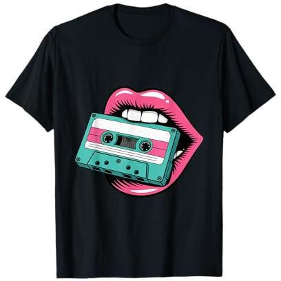 Vibes nostalgiques des années 80 et 90 : lèvres vibrantes, t-Shirt Cassette T-Shirt