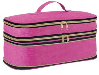 WENYOG Haartrocknertasche Reisetragetasche for Haartrockner, Aufbewahrungstasche for Lockenstäbe, schmale, erweiterbare, tragbare, zweilagige Reiseaufbewahrungstasche(Burgundy)