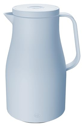 alfi NEO Isolierkanne 1,00 l, 12 h heiß, Hartglaseinsatz, soft blue | 24 h kalt, Drehverschluss mit Drucktaste, Thermoskanne für Kaffee & Tee, ergonomischer Griff, blau