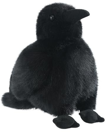 JORCEDI Krähen Kuscheltiere, schwarzes Raben Plüschtier, Realistischer Krähen Halloween Stofftier, Weiche Vogel Rabe Plüsch Puppe, Crow Plush Toy Geburtstag Geschenke für Kinder Wohnkultur (25cm)