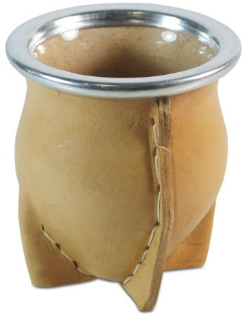 Delicatino - Mate de Vidrio Forrado en Cuero Marrón - Capacidad 250ml - Interior Higiénico No Requiere Curado - Diseño Artesanal Argentino