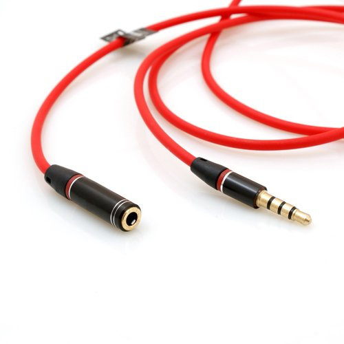 System-S Cable de Audio estéreo AUX de 4 Pines de 3,5 mm a 3,5 mm de Conector Jack Macho a Hembra de 110 cm