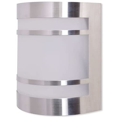 vidaXL Outdoor Wall Light in Stainless Steel and Glass - Weatherproof Wall Lamp with Minimal Design for Gardens, Driveways or Porches