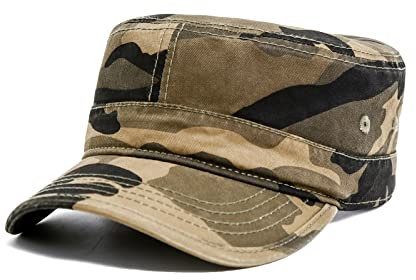 Krisphily Unisex Baumwolle Flat Top Military Cadet Army Cap Trucker Hut für Damen und Herren, Camouflage, Einheitsgröße