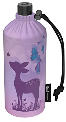 Emil Trinkflasche aus Glas für Mädchen & Jungen isolierte Glasflasche für Schule, Freizeit, Sport: Kinder & Eltern Reh 0,4l
