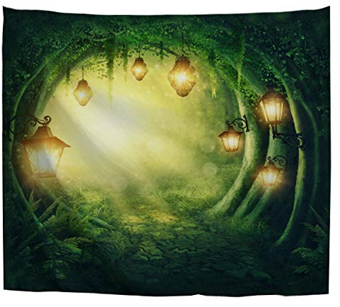 izielad Mystische Märchen Baum Wandteppich Wandbehang Mysterious Märchen Wald Baum Mystische Lichter Laterne Wand Dekor Kunst Wandteppiche für Schlafzimmer Wohnzimmer College Dorm 153x130cm 60x51