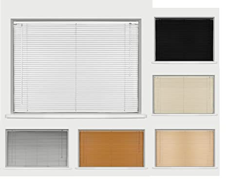 Ruby Deals PVC Window Venetian Blind Blinds Easy Fit Curtains Trimmable Fittings Windows Treatment Shutters Twist Open Close (White-PVC, 150cm wide (59'') x 213cm)