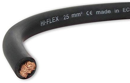 CABLE ELECTRIQUE EXTRA SOUPLE BATTERIE SOUDAGE NOIR 25 mm² - 10 METRES